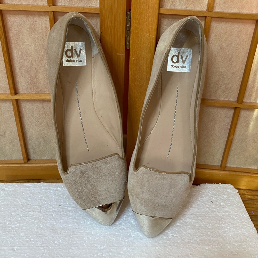 DOLCE VITA Suede Silver Cap Toe Slip-On
